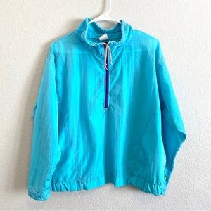Vintage OP Electric Blue Half Zip Drawstring Pull Over Windbreaker Size Smalll